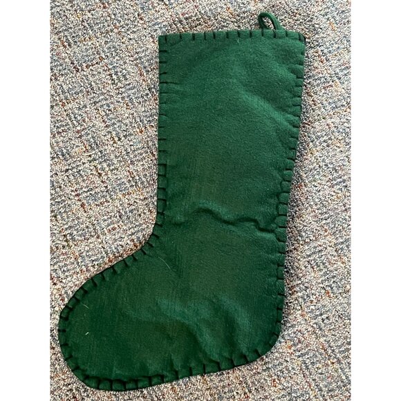 3D Christmas Santa Elf Stocking With Stars & Bear Shoes Green Felt Lined 18" L - Picture 2 of 9